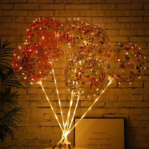 12pcs 20 Inch Led Balloons for Birthday Party Decoration Baby Show Printing Bubble Ball Balloons Confetti Ballon Bobo Balloon