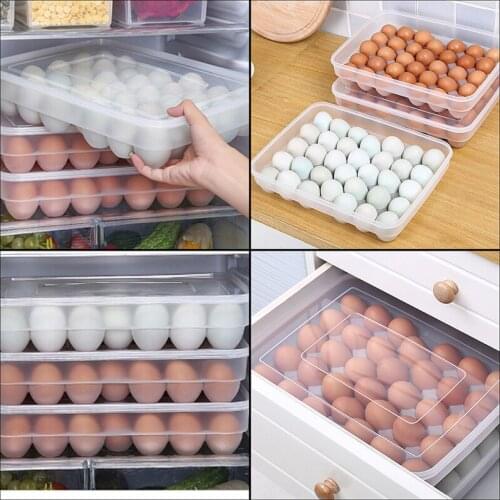 34 Grid Egg Box Food Container Eggs Refrigerator Storage Box Crisper Plastic Eggtool Transparent Kitchentool