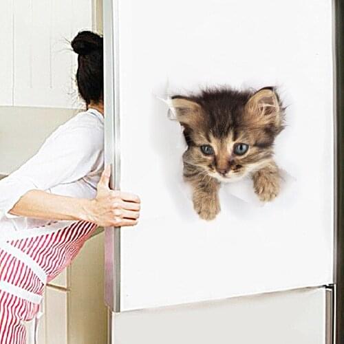 3D Cat Dog Wall Sticker Bathroom Bedroom Animal Decals Toilet Stickers Home Decoration Art Poster SCVD889