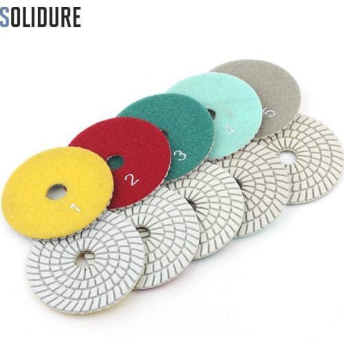 5pcs/set 4 inch 100mm diamond wet 5 step polishing pads Diamond Granite Polishing Tool Marble Concrete Grinding