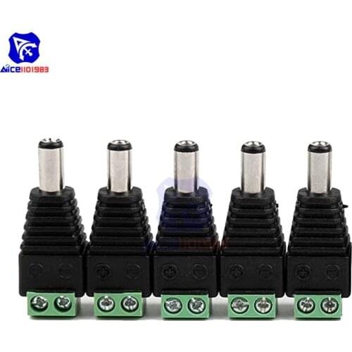 5 PCS/Lot Male DC Power Plug Jack 2.5x5.5 mm Wire Connector for CCTV Camera LED Strip Light 5.5*2.5mm DC Power Plug
