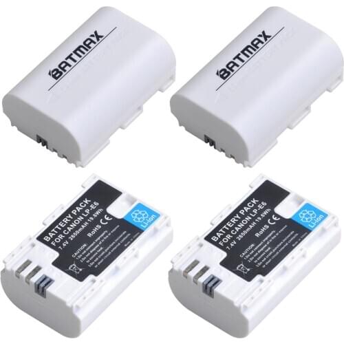 4X 2650mAh LP-E6 LP E6 LP-E6N Battery for Canon EOS 5D Mark II/III/IV, EOS 5DS, 5DS R, EOS 6D, 6D Mark II, EOS 7D, 7D Mark II
