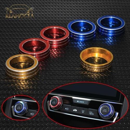 Reamocea 2Pcs Aluminum AC Switch Buttons Cover Air Condition Control Ring Knob Trim Fit for Honda for Civic 10th 2016-2018 2019
