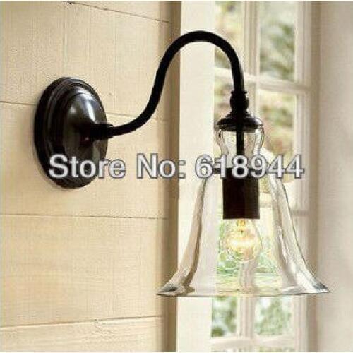 American rural countryside Mediterranean antique wrought iron glass wall lamp aisle balcony foyer wall lamps wall lights