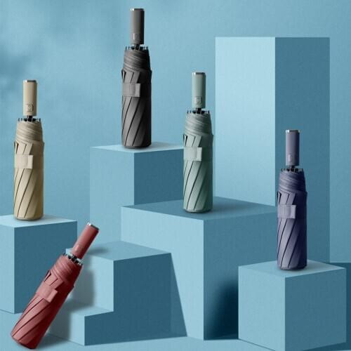 Hot Selling 10-Bone Tri-Fold Automatic Rain Umbrella Rain Umbrella Vinyl Umbrella Clear Umbrella Rain Women Mens Gifts Mini