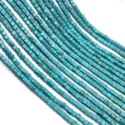 Natural Stone Beads Turquoises Square Shaped Loose Beaded Semi-Finished For jewelry making DIY necklace bracelet accessories