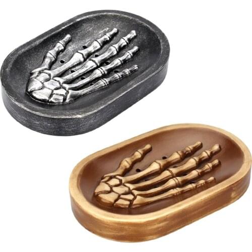 Skeleton Design Soap Dish Holder Gothic Dark Style Decor for Kitchen Sink Bathroom Shower Home Hotel