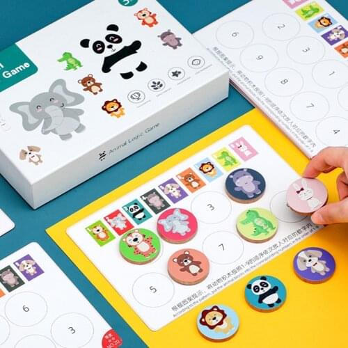 Kids Logic Game Montessori Childrens Educational Wooden Toys Early Learning Baby Funny Toys Animal Matching Game Gift Boy Girl