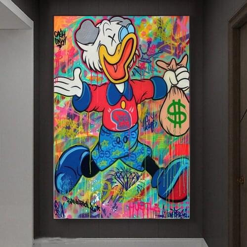 Disney Donald Duck Graffiti Art Canvas Paintings on the Wall Art Posters and Prints Mickey Mouse Street Art Pictures Home Decor
