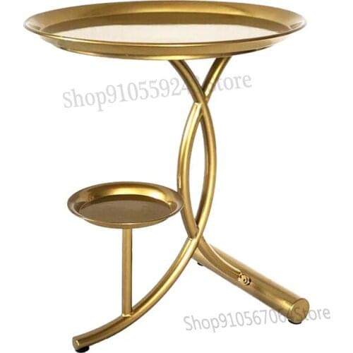 Sofa Side Table Light Luxury Corner Table Iron Tray Side Table Living Room Balcony Small Round Table Bed Cabinet Modern Creative
