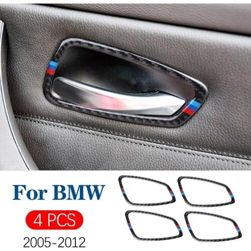 For BMW E90 E92 3 Series Carbon Fiber Car Interior Door Handle Frame Trim 2005-2012 Car Styling Accessories 320i 325i