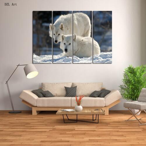Drop shipping 4 Pieces Wolf Print on Canvas Painting Room DECORATION,WALL PAINTING,WALL ART CANVAS