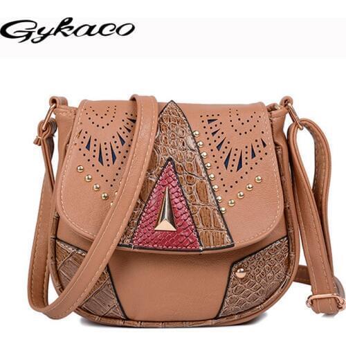 Gykaeo Brand 2020 European and American Style Fashion Shoulder Bag Hollow Out Rivet Crossbody Messenger Bags Female Small Bag