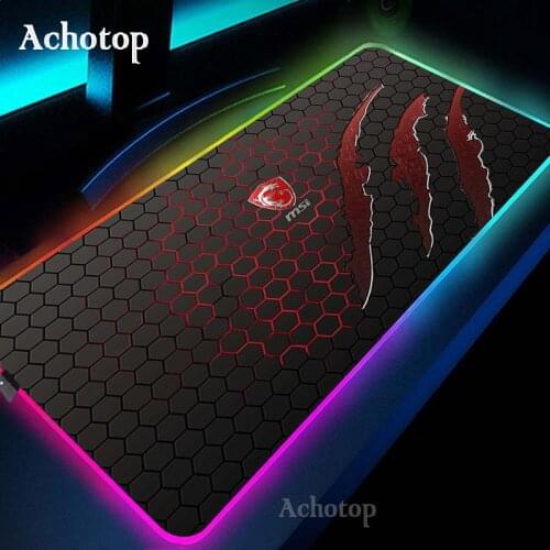 MSI Mousepad Gaming Mouse Pad Gamer Mausepad Large Mouse Mat RGB Mouse Pad XXL Backlit Mat Computer Desk Mauspad with Backlight