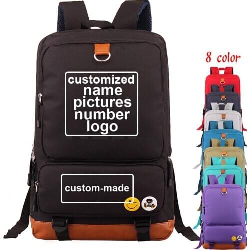 Customized Print DIY Your like Photo or Logo Boy Girl School bag Women Bagpack Teenagers Canvas Men Student Backpack Packsack