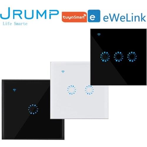 JRUMP EU/UK WiFi Smart Touch Switch Voice Control Light Switch Wireless Remote Control Wall Switch Work Alexa Echo Google Home