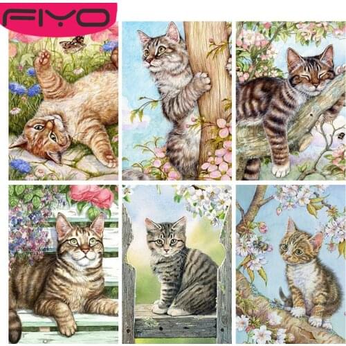 FIYO 5d Diamond Painting New Arrivals Cat Flower Tree Home Decor Embroidery Mosaic Animal Floral Wall Stickers