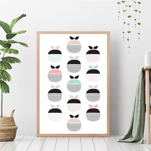 Scandinavian Canvas Painting, Modern Wall Picture, Apple Art Print, Minimalist Poster, Boreal Europe Style House Decoration