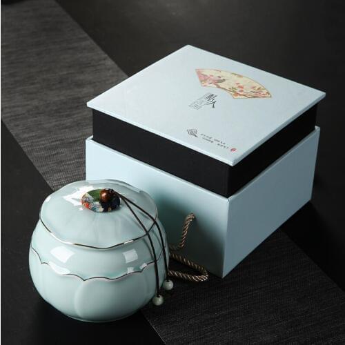 Chinese tea can ceramic sealing tank large household Pu'er black green tea packaging box moistureproof storage tea caddy