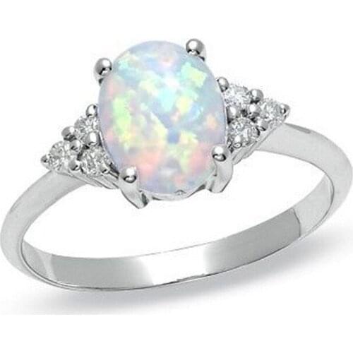 Opal Ring Round Opal White Stone Hand Jewelry Fashion Jewelry Ring Кольцо Женское Rings For Women Парные Кольца Bague Femme Ring