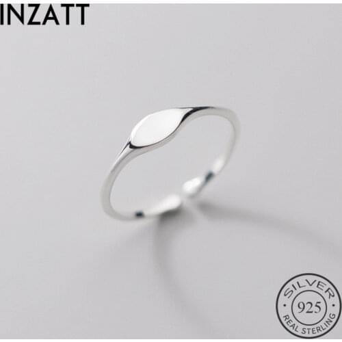 INZATT Real 925 Sterling Silver Oval Adjustable Ring For Fashion Women Party Fine Jewelry Minimalist Geometric Punk Accessories