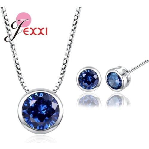 Top Quality Jewelry Sets For Women Accessories Wedding Bridal Pendant CZ Necklace Stud Earrings Set