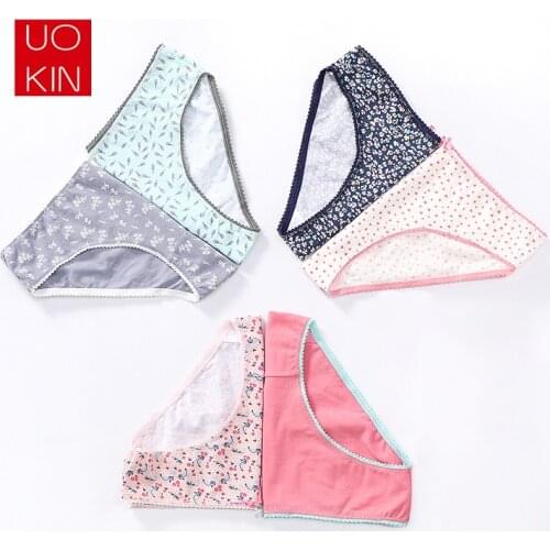 New European and American plus Size Suit Japanese Cute Women 's Underwear Breathable Traceless Combed Cotton Mid Waist Briefs