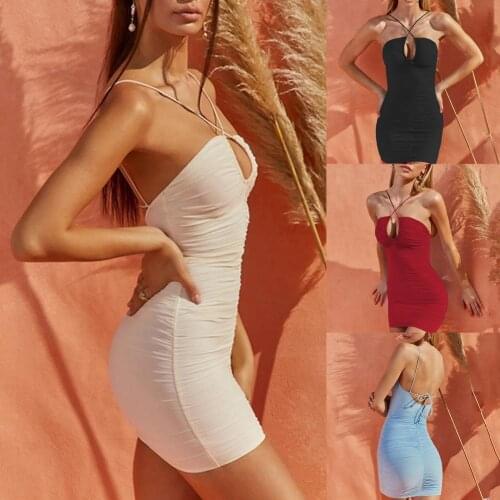 Summer Dress Sexy Off Shoulder Polyester Hollow Out Mini Dress SLadies leeveless Backless Bodycon Party Club Dress Elegant Dress