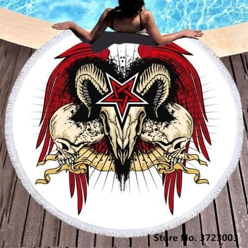 3D Printed Red-winged Skeleton Surf Summer Beach Towel Round Blanket Wall Tapestry Seaside Bath Towel Yoga Mat Dropshipping