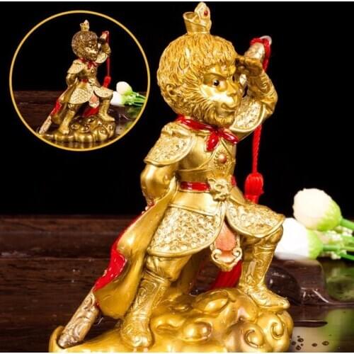 Discoloration Tea Pet Handcrafted Resin Decoration Chinese Tea Set Accessories Monkey King with Gold Hoop Lucky Ornament