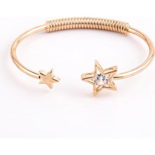 RH Fashion Boho Punk Wristband Medal Zircon Pave Star Cuff Bangles For Women Bracelets & Bangles Gift