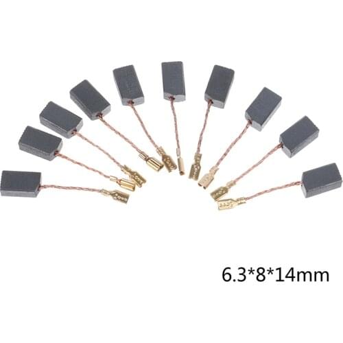 10Pcs/lot Graphite Copper Motor Carbon Brushes Kit For 100mm Angle Grinder 6*8*14mm