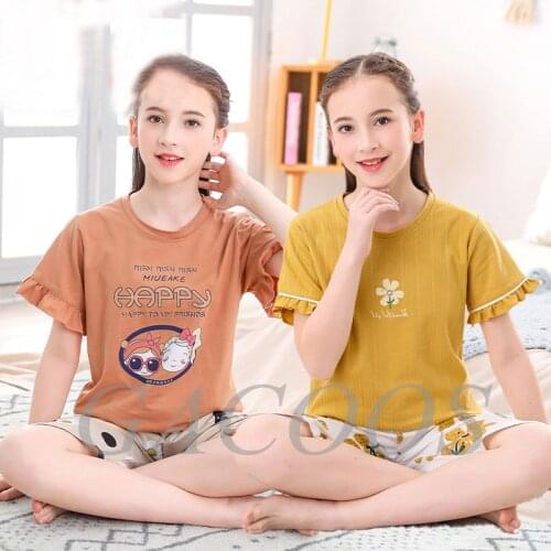 Girls Clothes Childrens Pajamas Teenage Boys Cotton Sets Short-sleeved Sleepwear Kids Pyjamas Cute Pajamas For Teens Night Suit