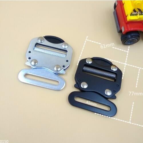Belt buckles for 45mm band webbing metal adjustable buckle 2pieces/lot side realease high strong duty silver black buckle
