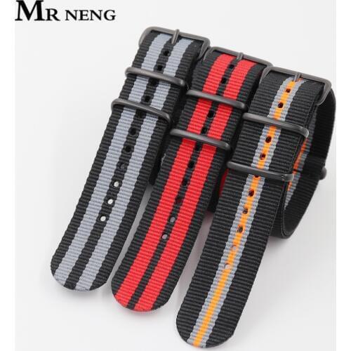 18mm 20mm 22mm Brand Sport Army nato Fabric Nylon strap accessories Bands Belt black Buckle For 007 James binding Bracelet Watch