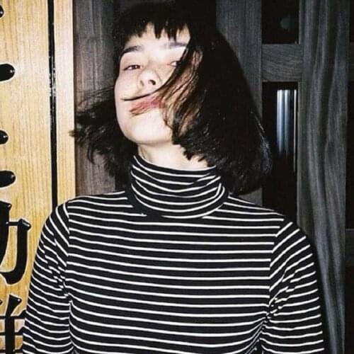 Loose Striped Turtleneck Long Sleeve T-Shirt