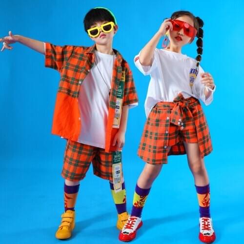 Hip Hop Dance Costumes for Girls Boys Jazz Ballroom Dancing Clothes Kids Dance Stage Outfits Perform Wear T Shirts Pants Skirts