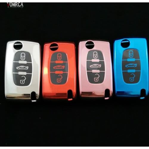 TPU 3 Buttons Remote Case Car Key Protect Cover For Peugeot 107 207 307 308 407 607 S For Citroen C2 C3 C4 C5 C6 C8 Accessories