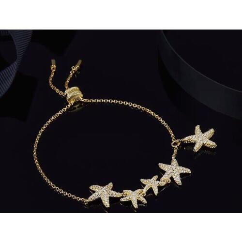 UMGODLY Brand Copper Gold Color Starfish Sea Style Adjustable Bracelet Pave Zircon Women Fashion Jewelry New Arrival