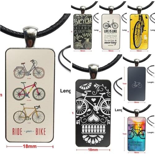 Bicycles Road Just Ride Mountain Biking For Women Girl Gift Design Fashion Vintage Glass Women Rectangle Necklace Pendants