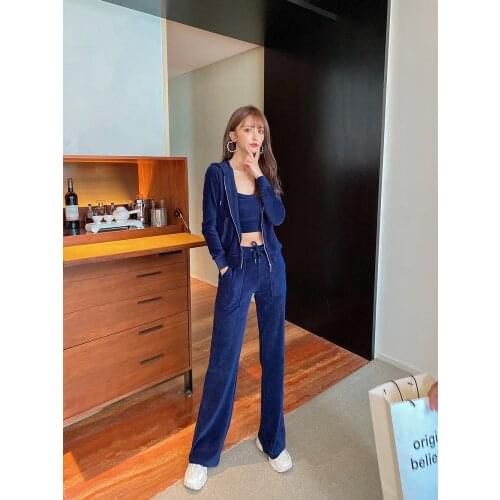 Spring Fall Casual 3 Pieces Set Tracksuit Hooded Sweatshirts Women Suit Clothing Flare Pants Female Solid Color Elegant XS-XL