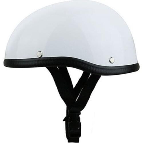 Skull Cap Motorcycle Helmet Vintage Half Face Helmet Retro German Style chopper Cruiser,Bright White