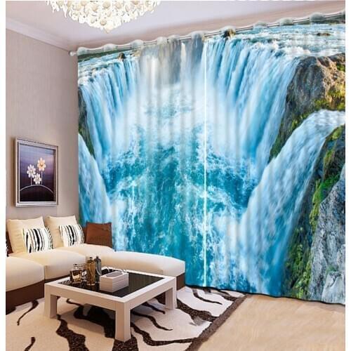 Blackout curtain for living room custom curtains Nature waterfall scenery blackout curtains for bedroom nature window curtains