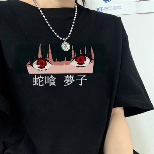 Japanese Kakegurui Anime Jabami Yumeko Eye Print Kawaii Cute Cartoon Print Tops Girls Cosplay Loose Punk Harajuku Women T-shirt
