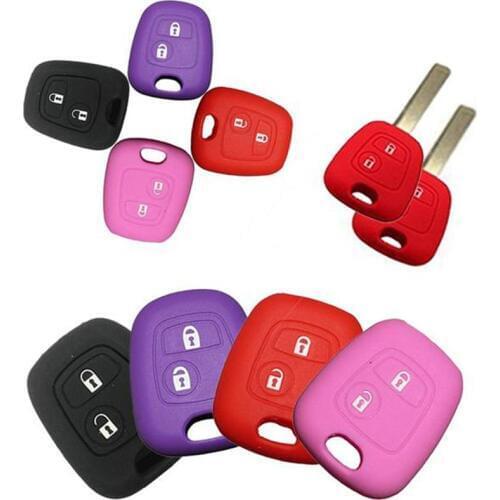 1Pcs Silicone Key Case Cover for 206 307 207 408 Black Blue Key Case Key Protector Protection Voiture Car Accessories