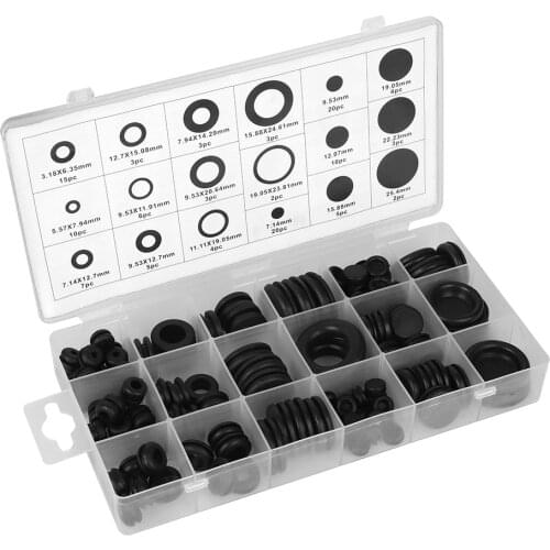 125Pcs Rubber Grommet Assortment Kit Electrical Wire Gasket Washer Seal Assortment Set Rubber Cable Grommets