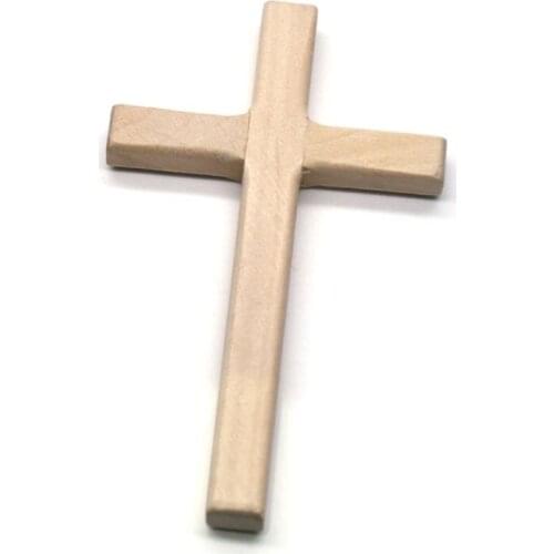 2pcs Handmade Wooden Crosses Crucifix Jesus Christ Ornaments Religious Charm Necklace Pendant Making