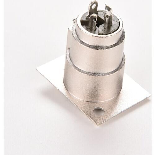 3Pins XLR Connector Female Jack Socket Panel Mounted Type Chassis Square Shape Metal Housing