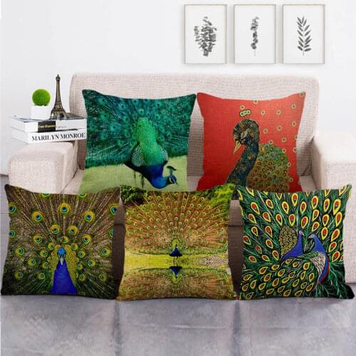 45cm*45cm bueaty Peacock in Kaiping design throw cushion cover linen/cotton sofa pillow cover decorative pillow case