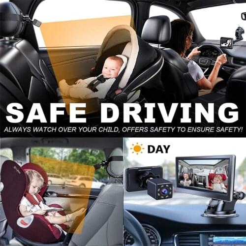 5inch Folding Baby Child Car Seat Mirror 360°Adjustable Safety Back Seat Monitor G2AD